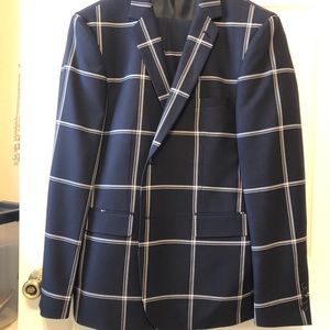 Lineage Navy Blue/White Window Pane Suit